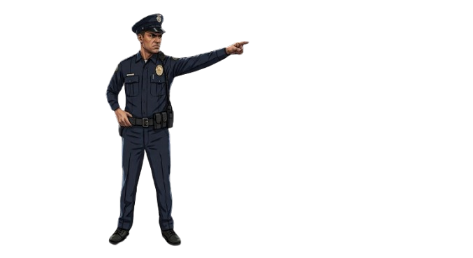 Policjant wskazujący na formularz